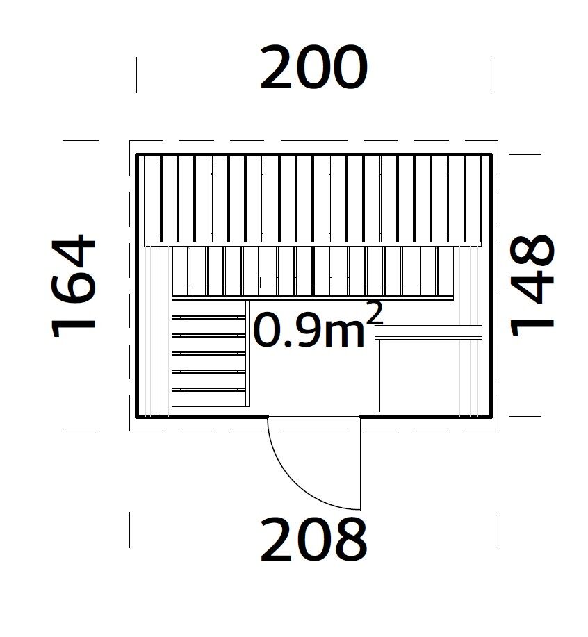 Zeichnung Palmako Saunafass Anita 0,9 m²