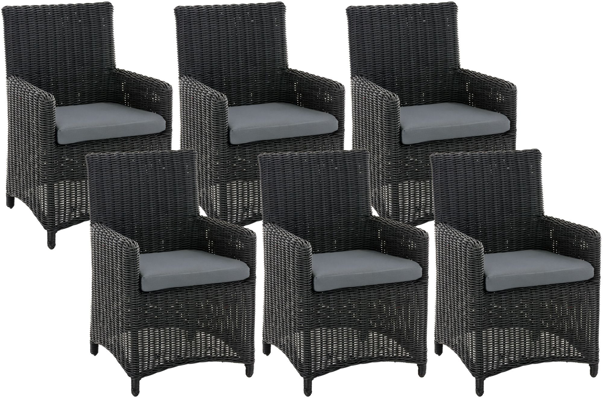 6er Set Stuhl Fontana / Sankt Marlo Eisengrau 5mm, schwarz