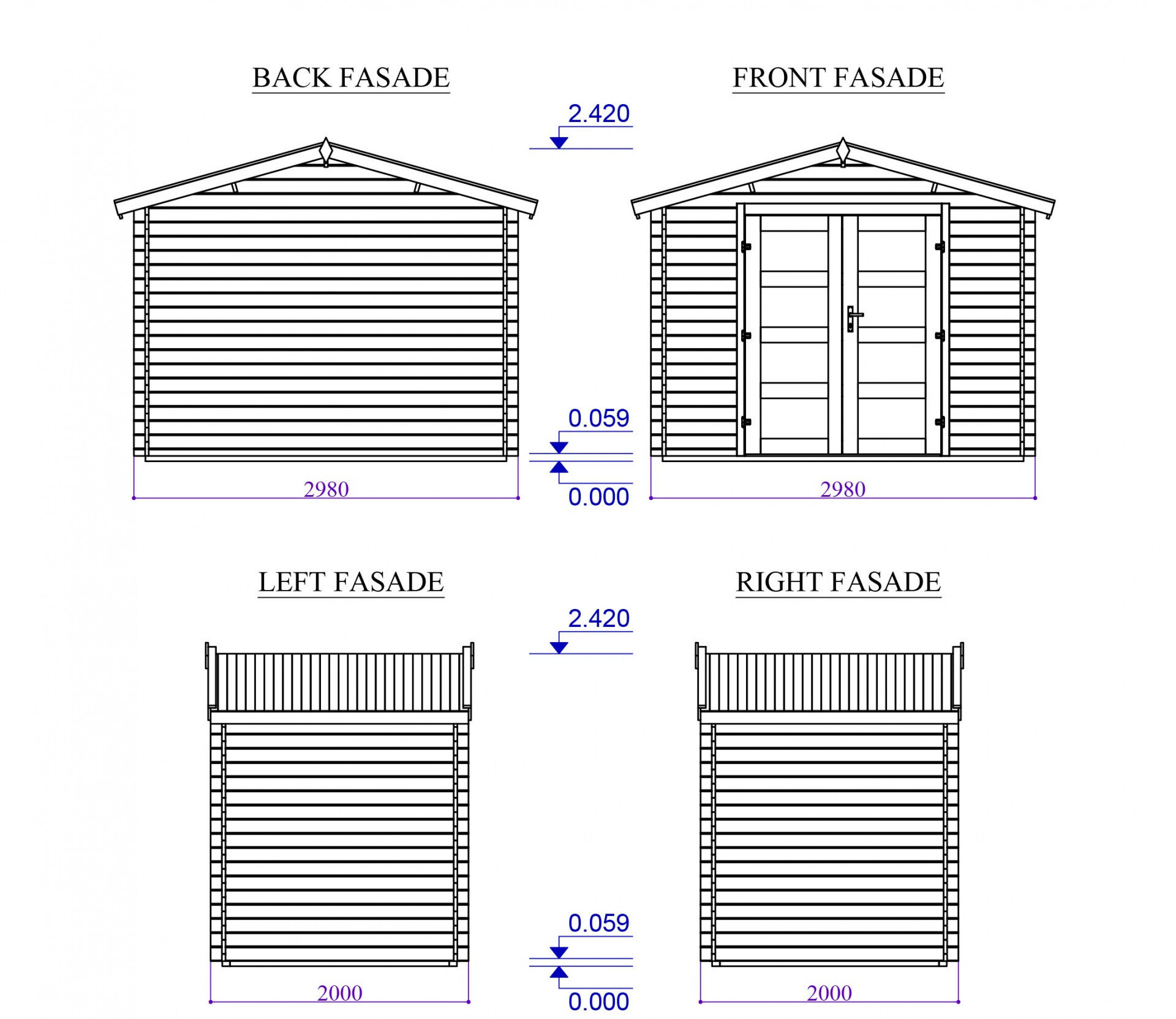 Gartenhaus 3×2 Funny 10 Holz Gartenhaus mit Doppeltür und Satteldach