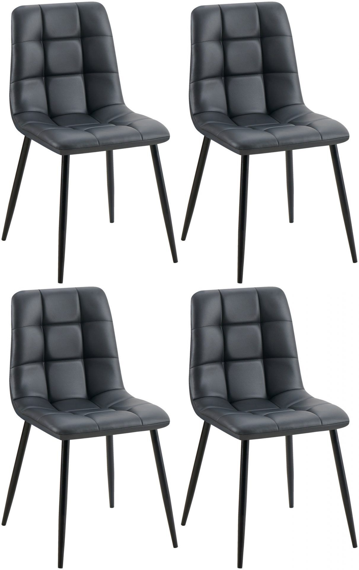 4er Set Esszimmerstuhl Antibes Kunstleder, schwarz