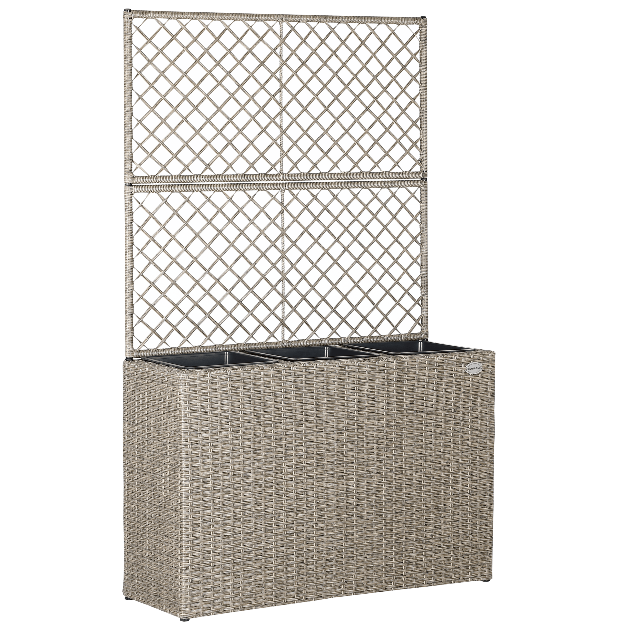 Polyrattan Blumenkasten mit Rankgitter Creme