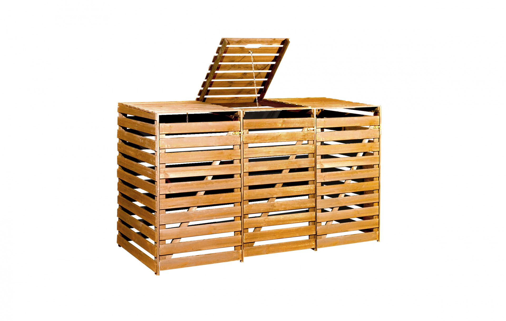 Mülltonnenbox für 3 Tonnen, honigbraun imprägniert