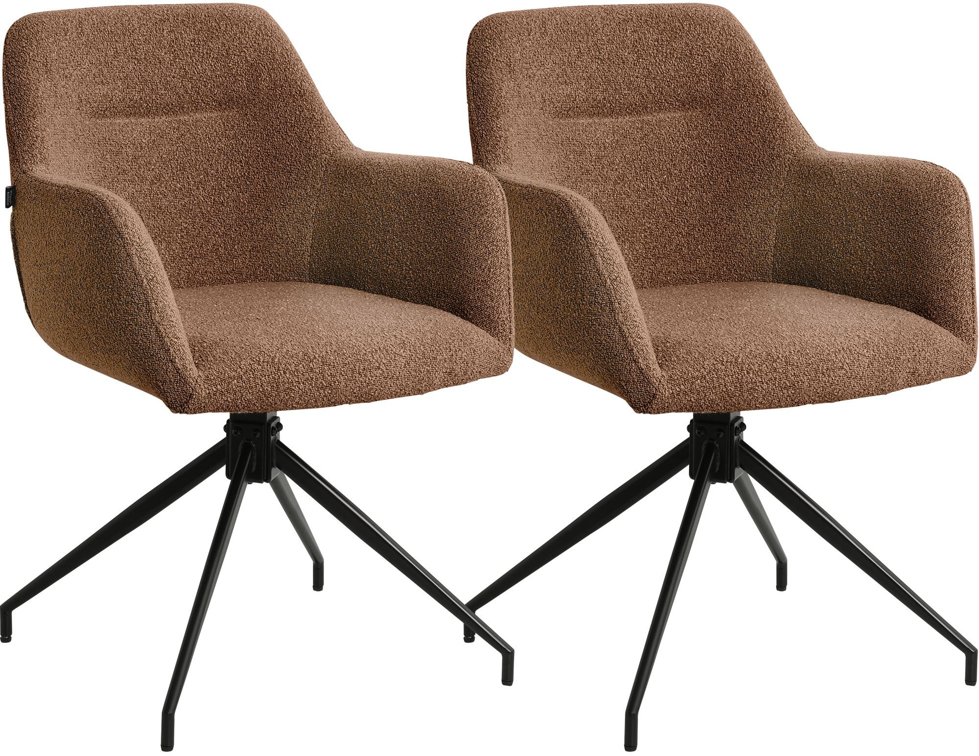 2er Set Esszimmerstuhl Merlinda Stoff Teddy, braun