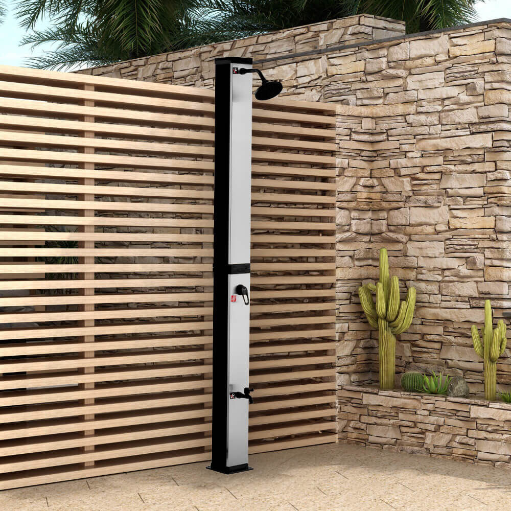 Solardusche OLYMP - Gebürstetes Nickel / Schwarz