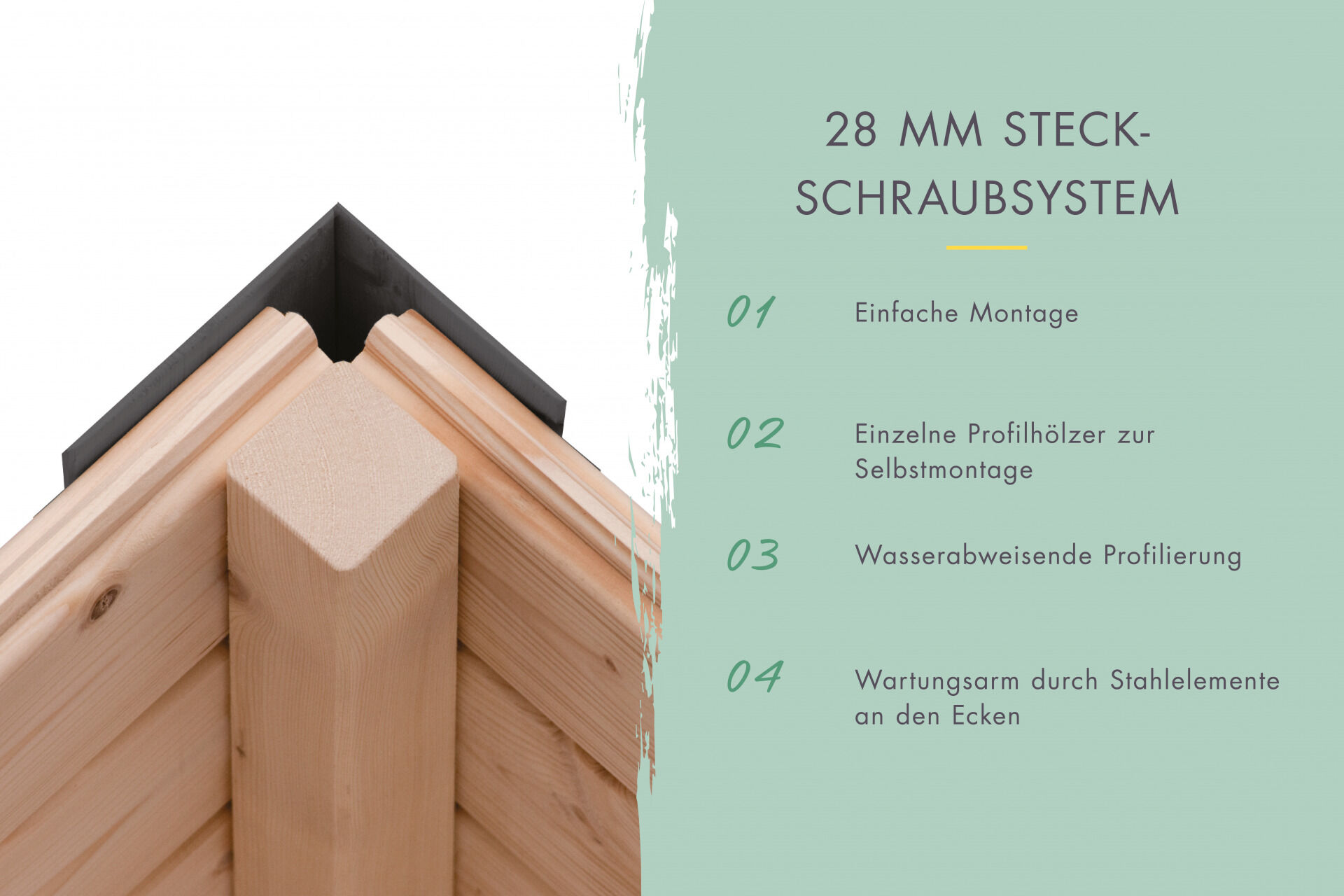 Karibu Pultdach Holz & Metall Gartenhaus Pluto 6 Set mit Anbaudach 3,07 m, naturbelassen / graualuminium