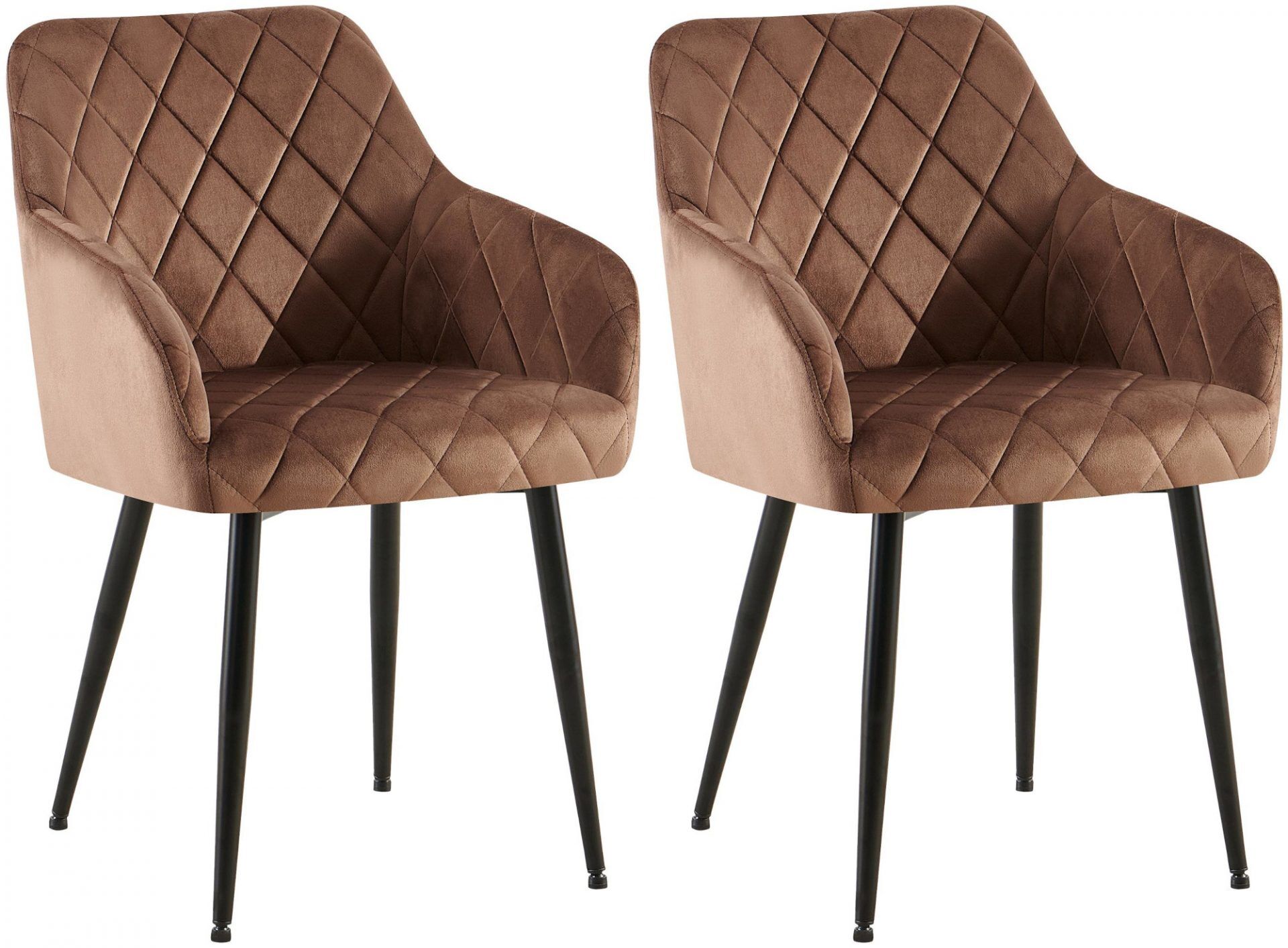 2er Set Esszimmerstuhl Monett Samt B, braun