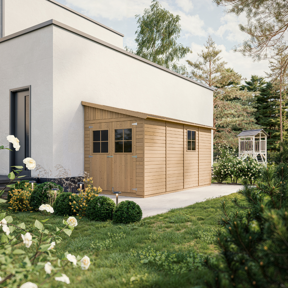 Gerätehaus Edda M340 – Gartenhaus Holz 201 x 395 cm – 8 m2