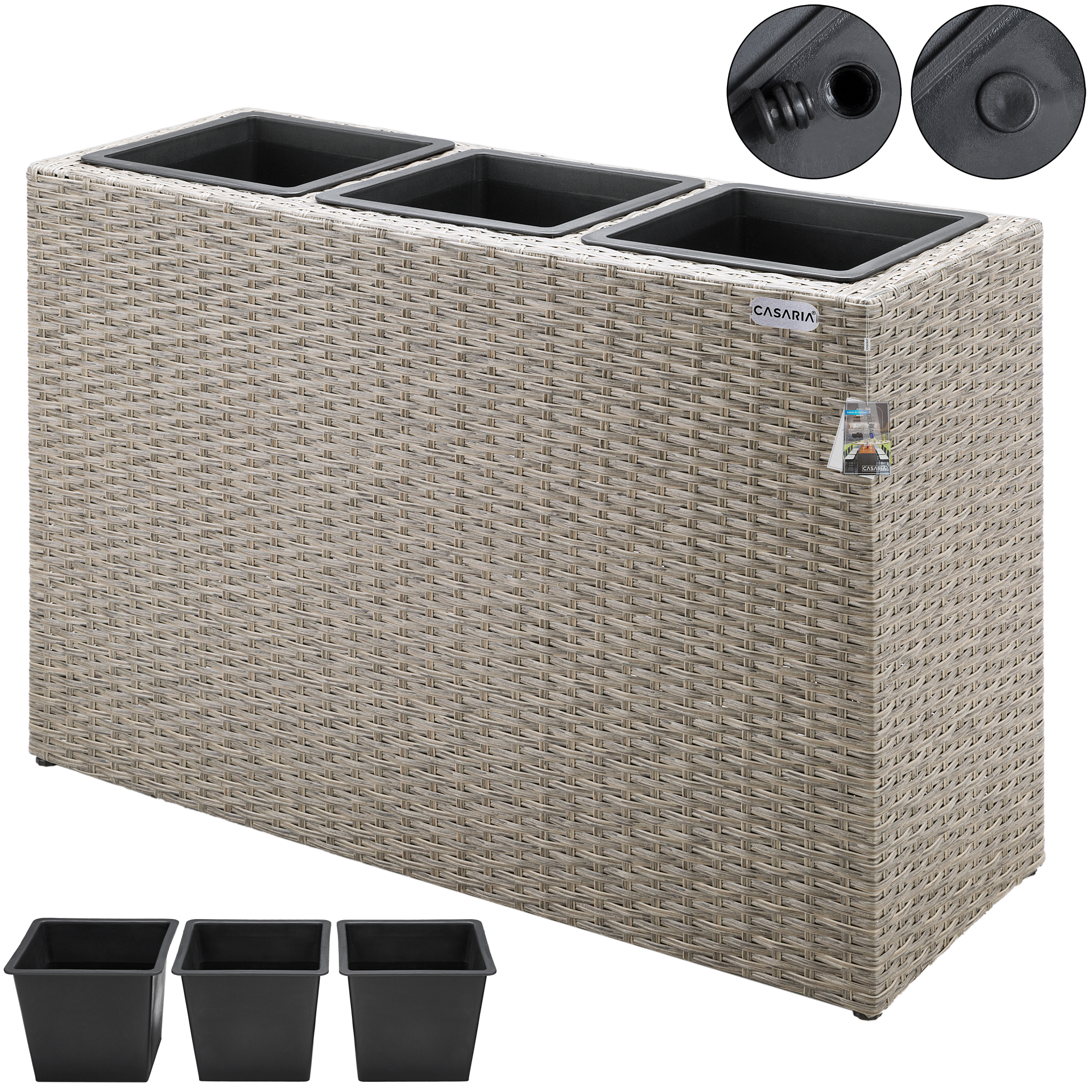 Polyrattan Blumentopf Creme 83x30,5x60cm