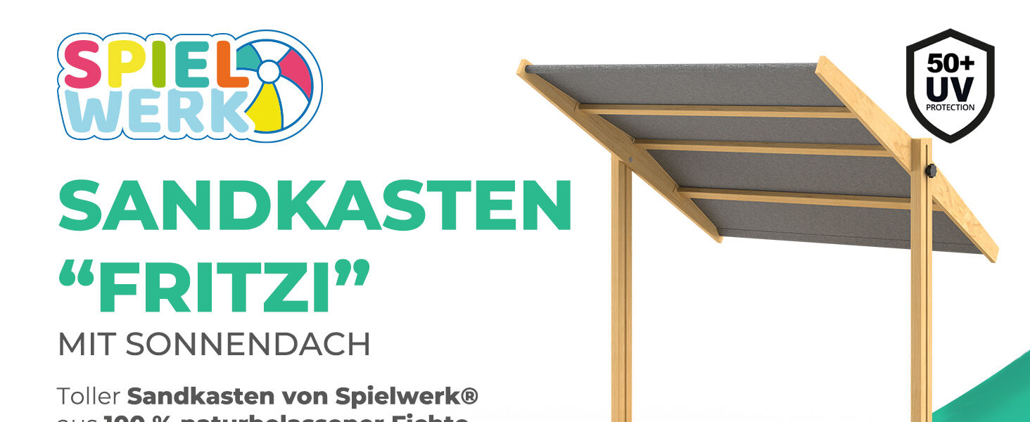 Sandkasten Fritzi 140x140x120cm inkl Sonnendach