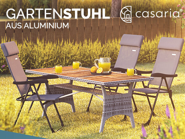 Gartenstuhl klappbar 4er-Set Grau Alu Hochlehner verstellbar