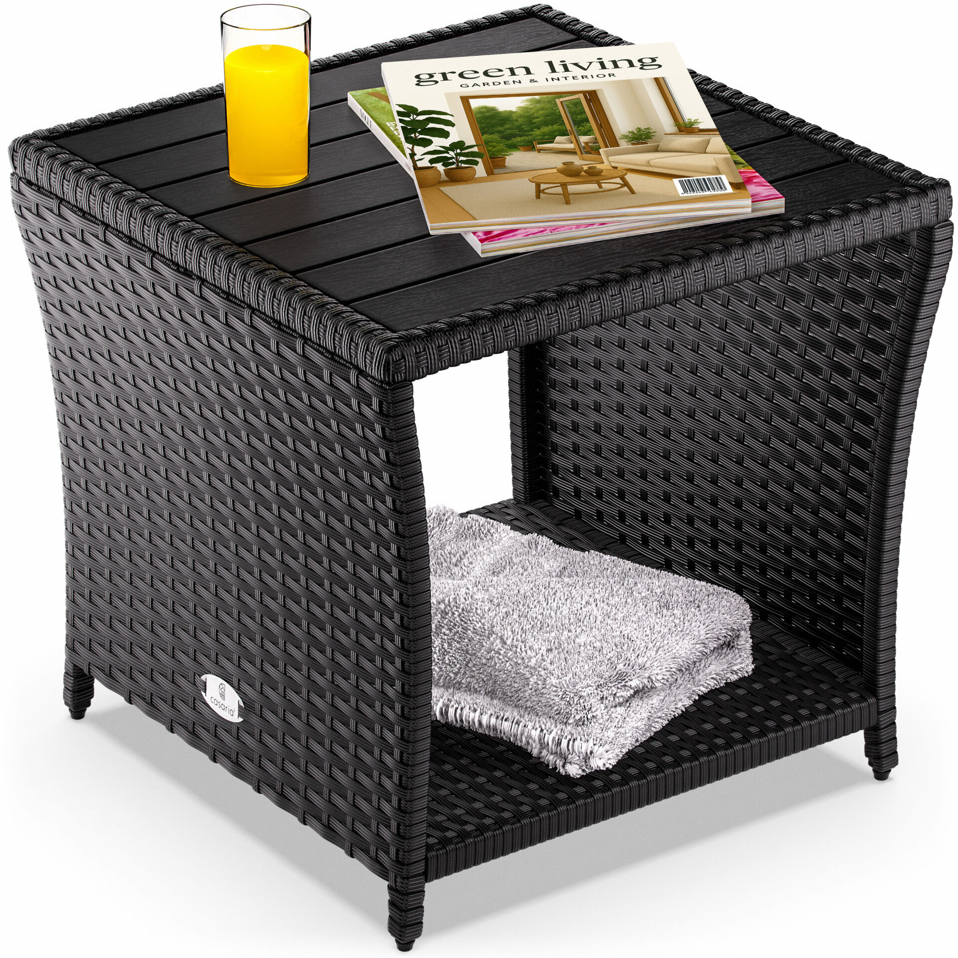 Polyrattan Beistelltisch Vedis Schwarz 45x45x40cm