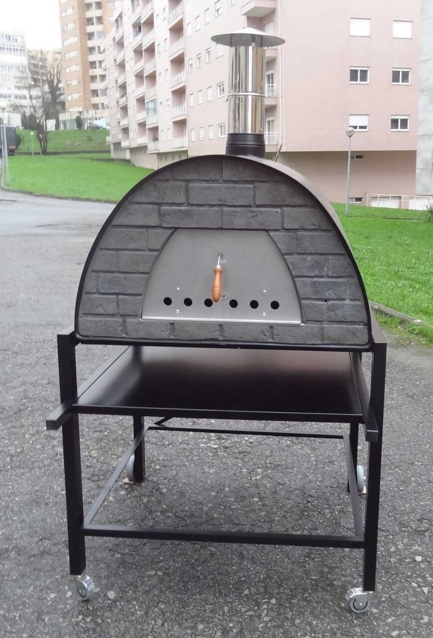 Mobiler Steinofen Maximus Prime schwarz inkl. Kaminrohr und Regenhut aus Feueraluminium, ohne Ofenzubehör, ohne Zubehörset, ohne Grillzubehör, ohne fahrbares Gestell