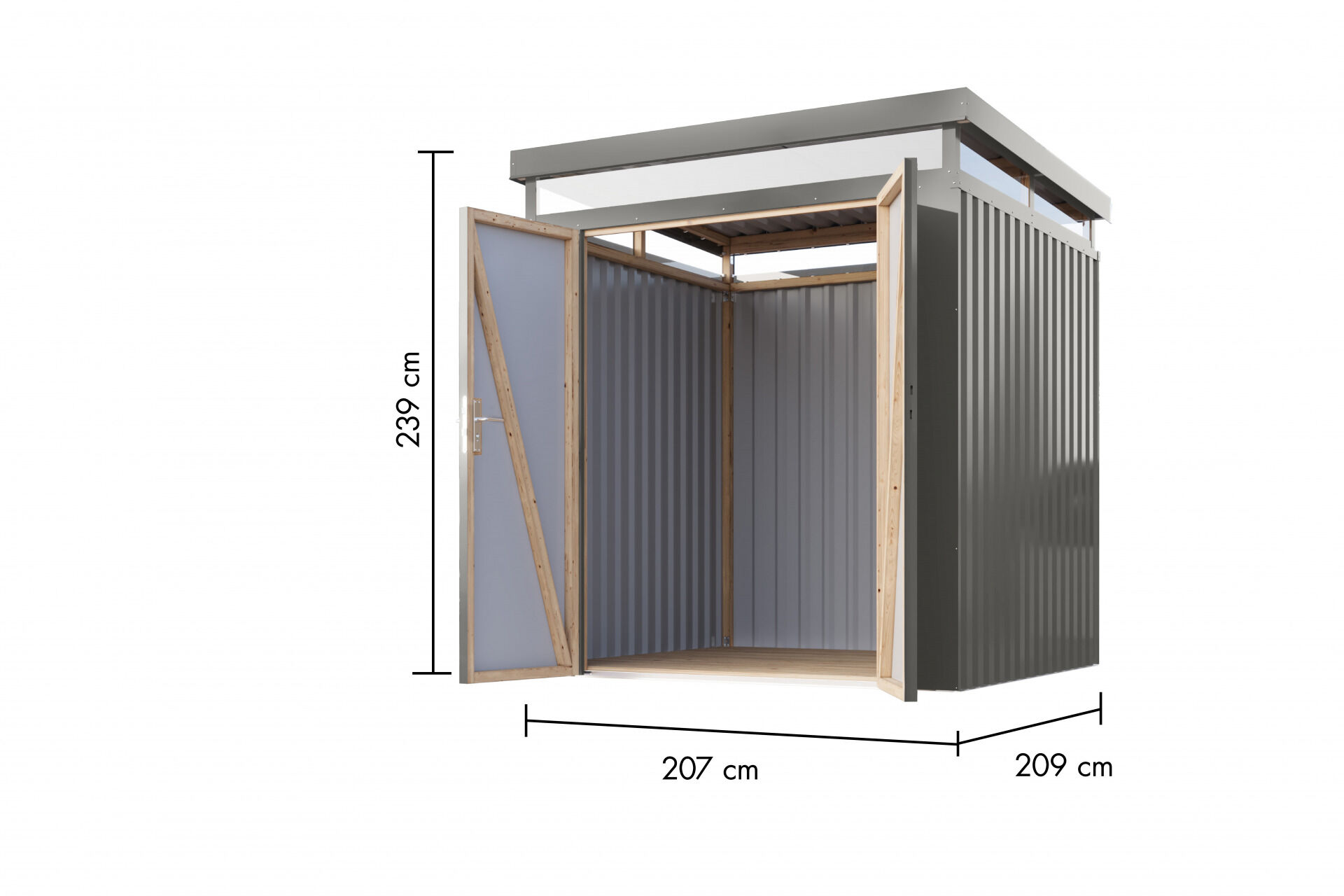 Karibu Flachdach Metall Gartenhaus Aurum 2, graualuminium