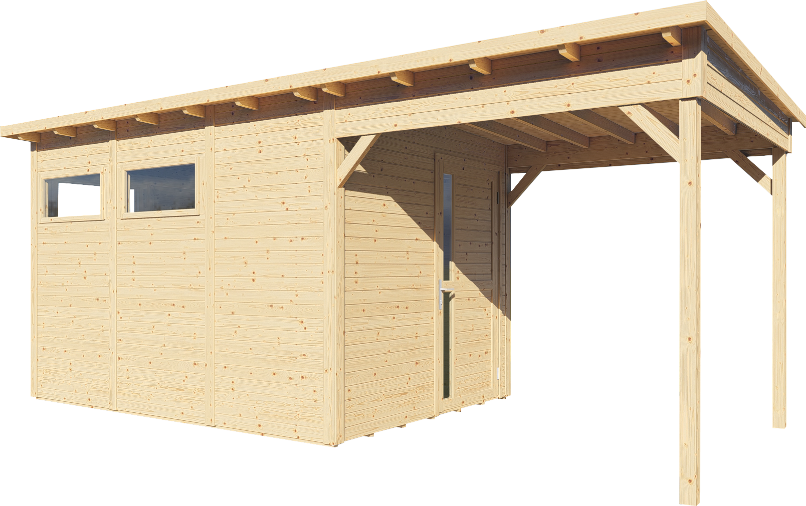 Gartenhaus Holz Pentus 3 Lounge naturbelassen 558 x 234 cm