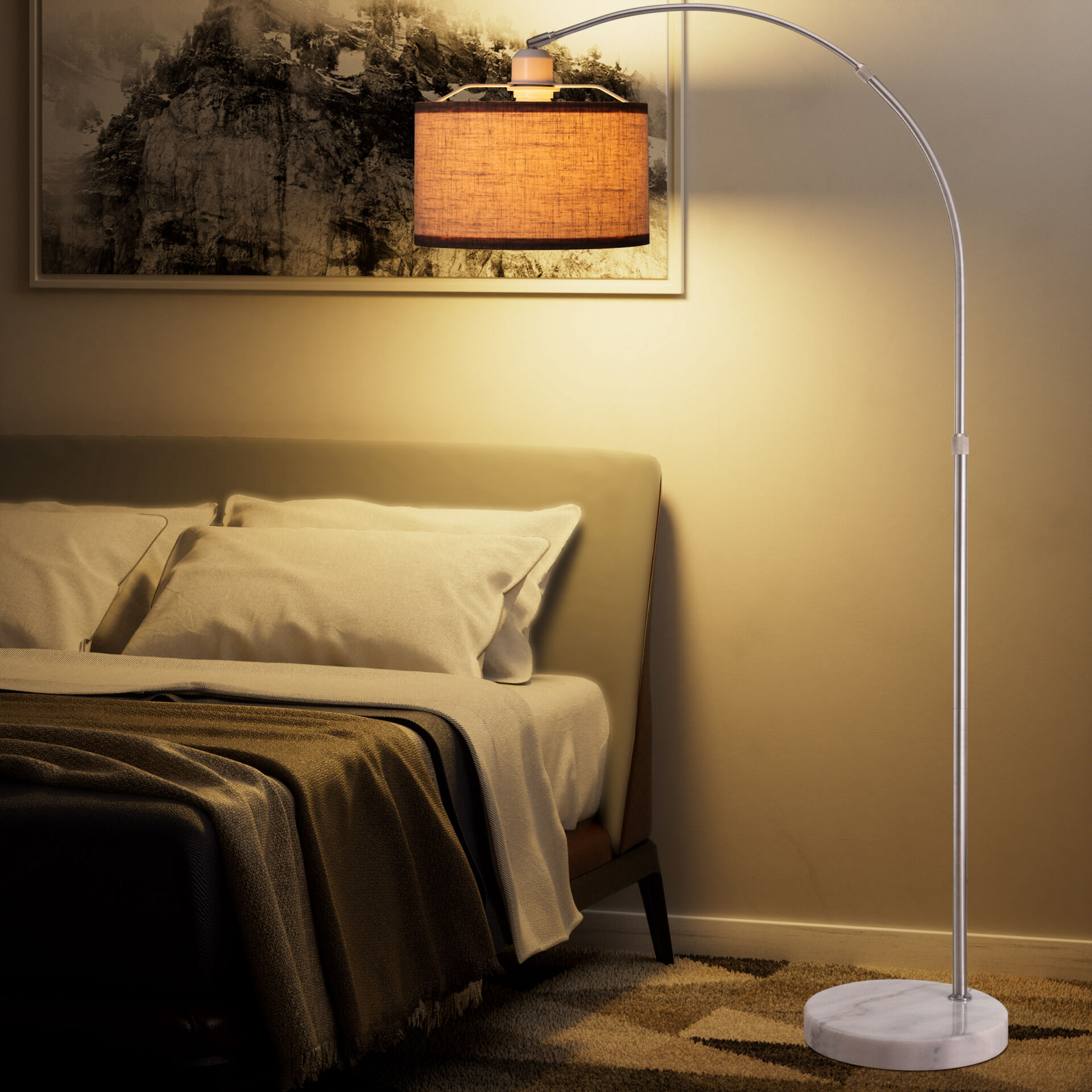 Design Bogenlampe Grau 150-175cm verstellbar