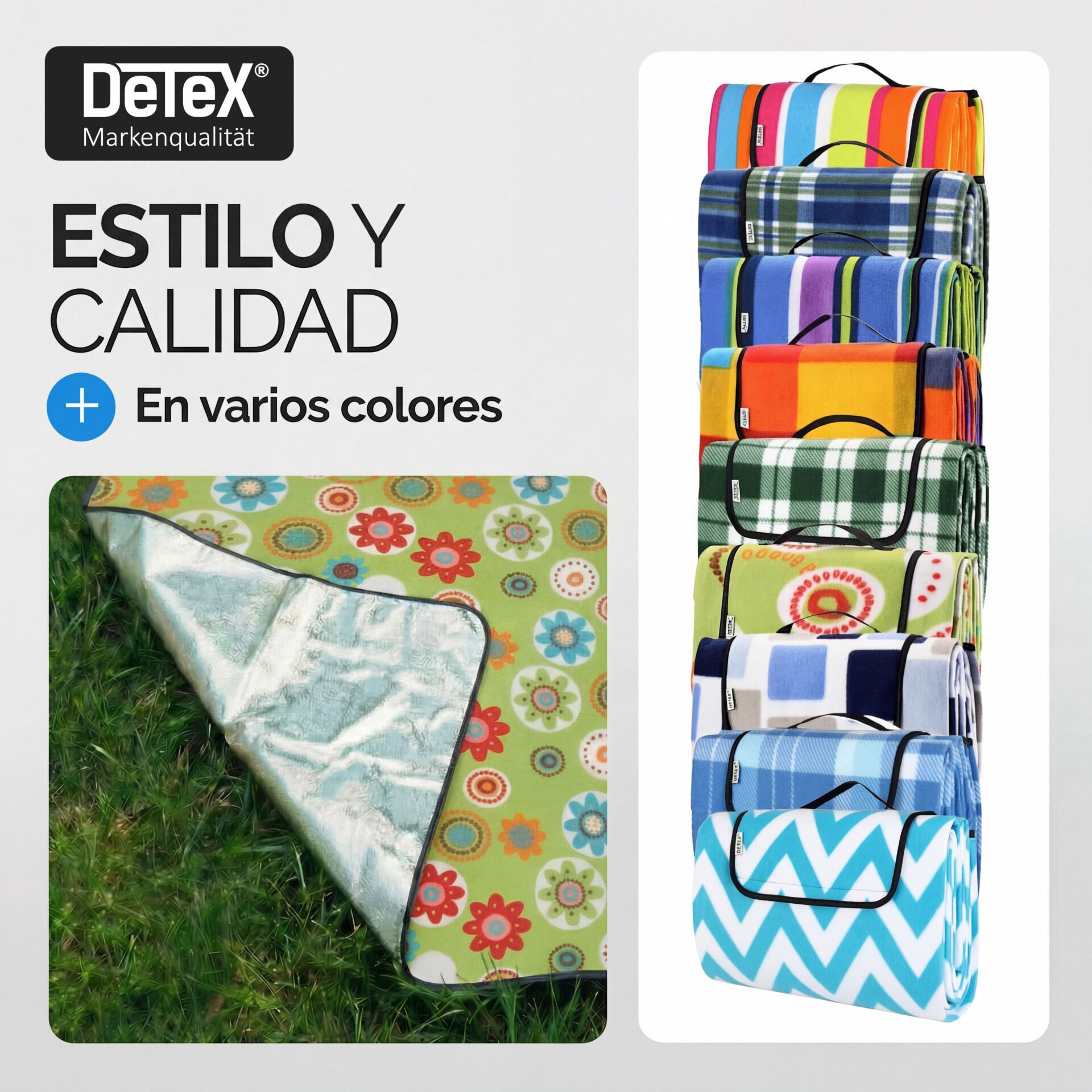 Picknickdecke Blumen 2x2m