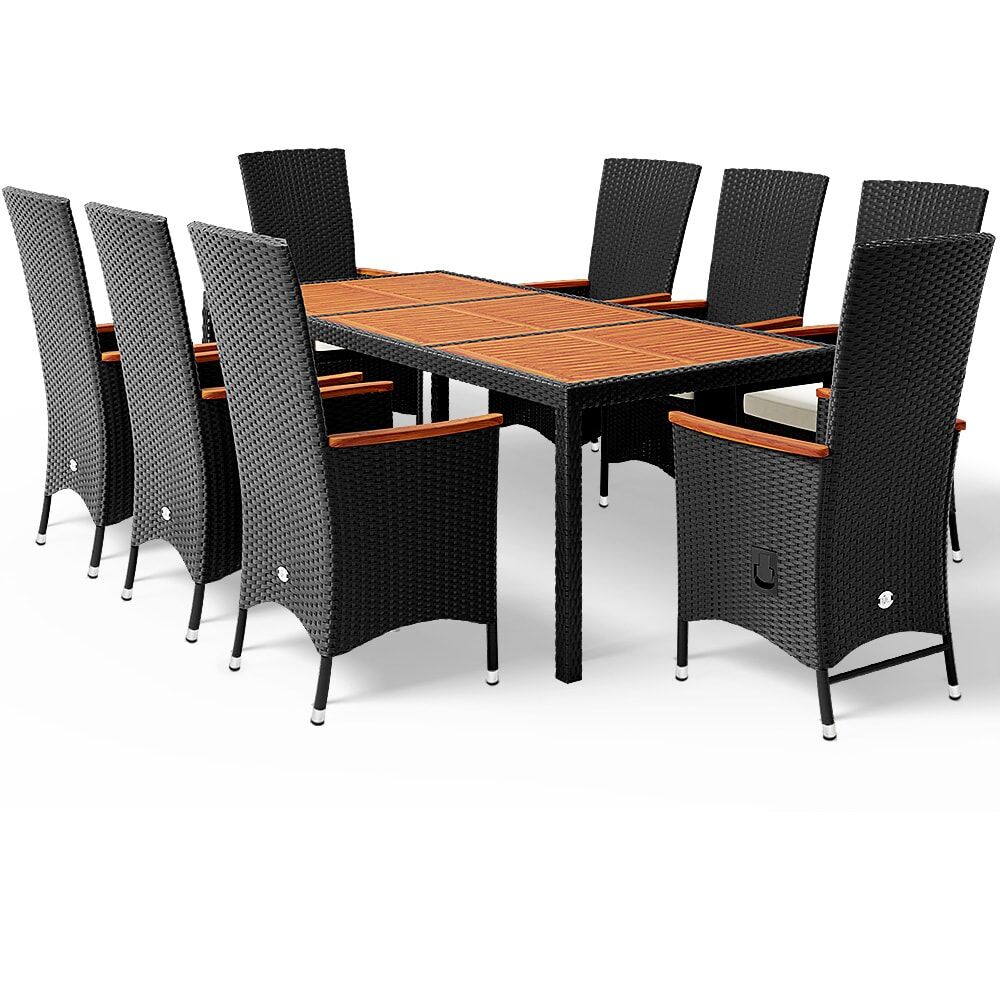Polyrattan Garten-Sitzgruppe Rio 9-tlg Schwarz