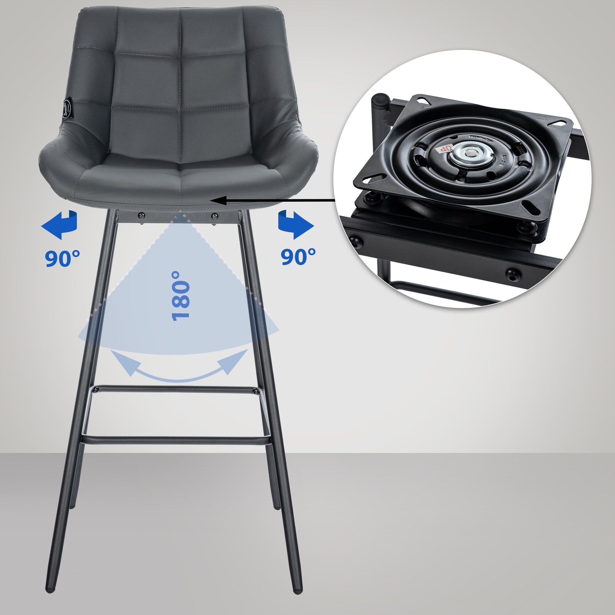 Barhocker Weston Schwenkbar Kunstleder, grau