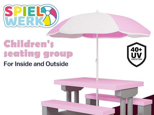 Kindersitzgruppe Pink mit Sonnenschirm