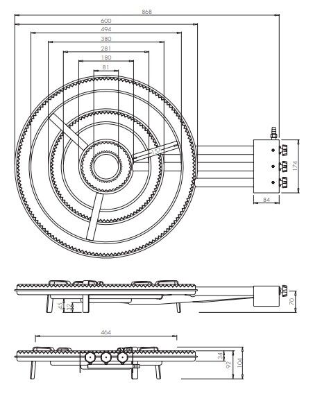 Gasbrenner 60cm für Grill und Paellapfannen