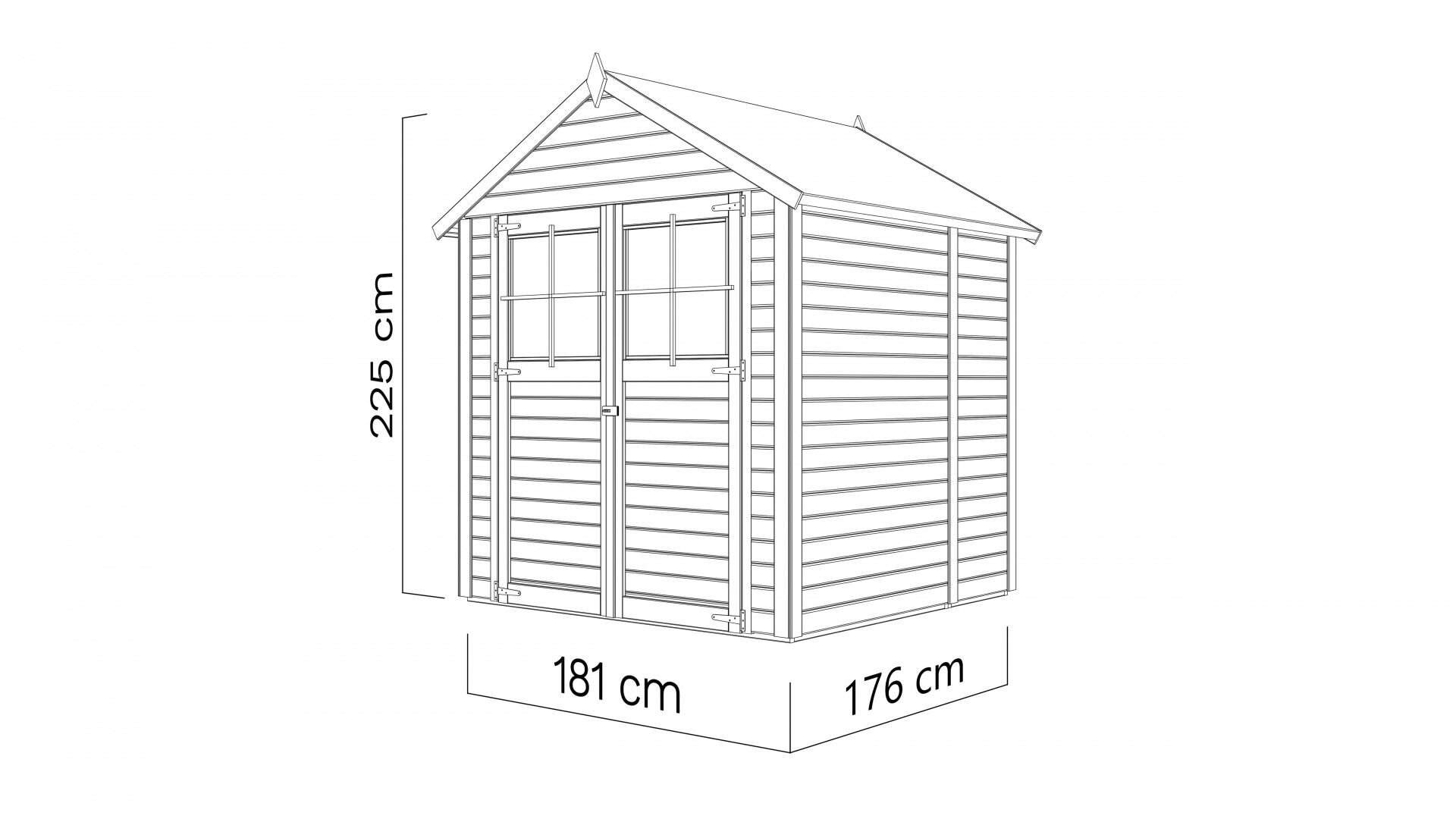 Gartenhaus Osterbek 2 naturbelassen 181 x 175 cm