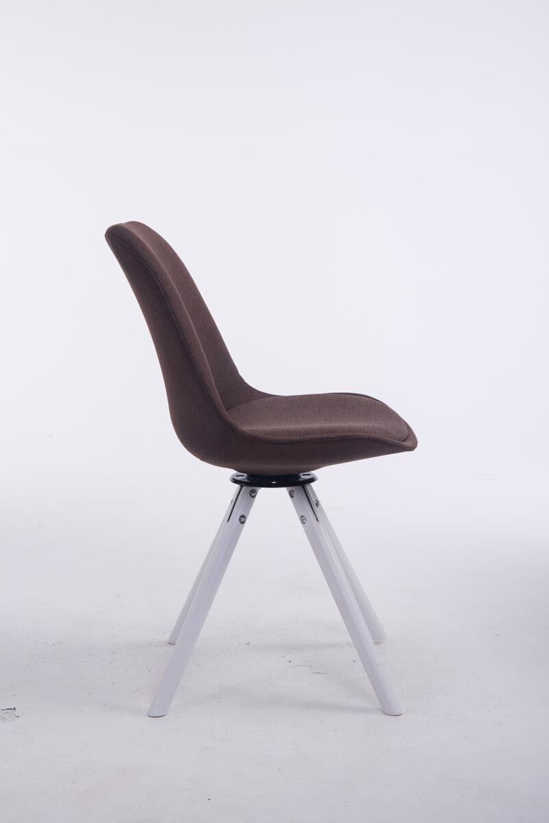 Besucherstuhl Troyes Drehbar Weiß Stoff Rund, braun