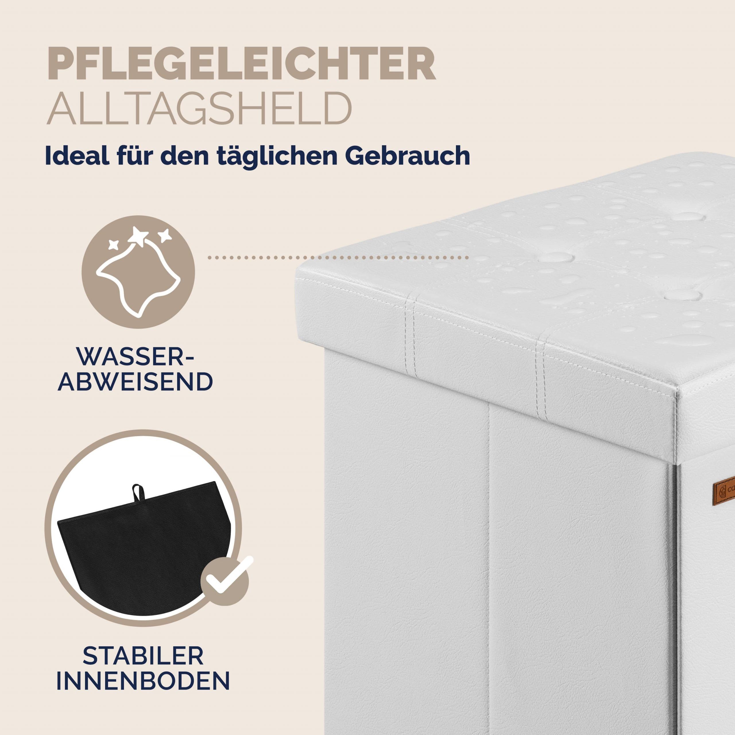 Sitzhocker Weiß Kunstleder 38x38x38cm faltbar
