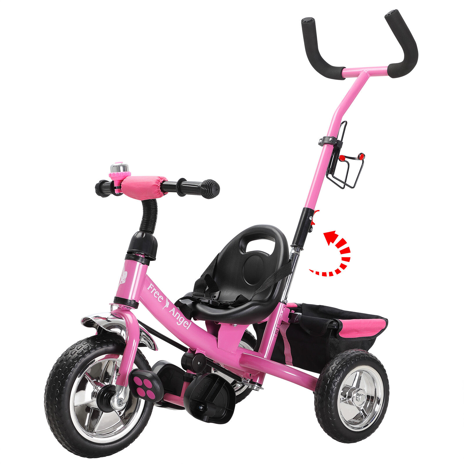 Kinderdreirad Free Angel Pink Metall Schiebestange