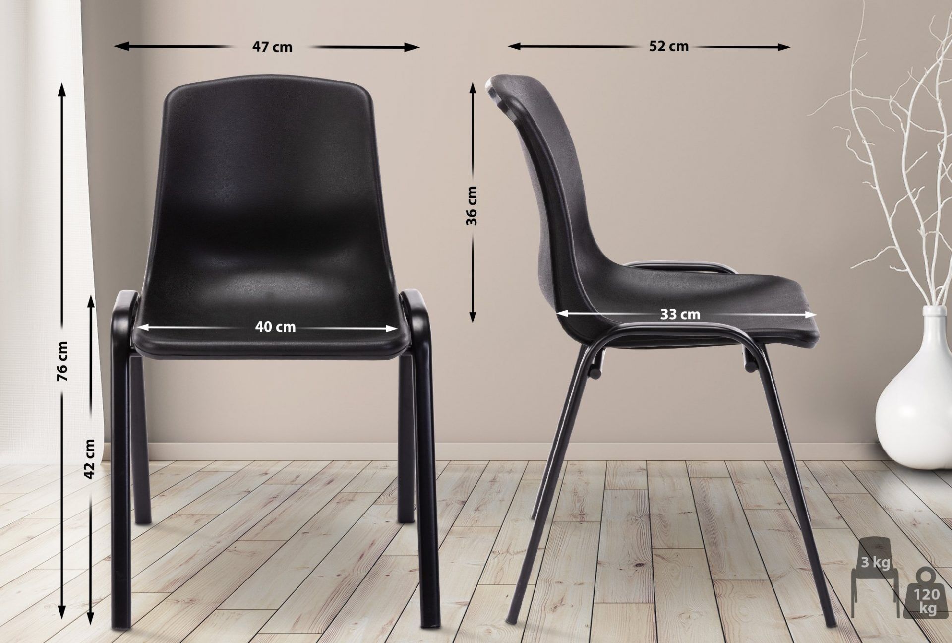 Stapelstuhl Nowra Kunststoff, schwarz