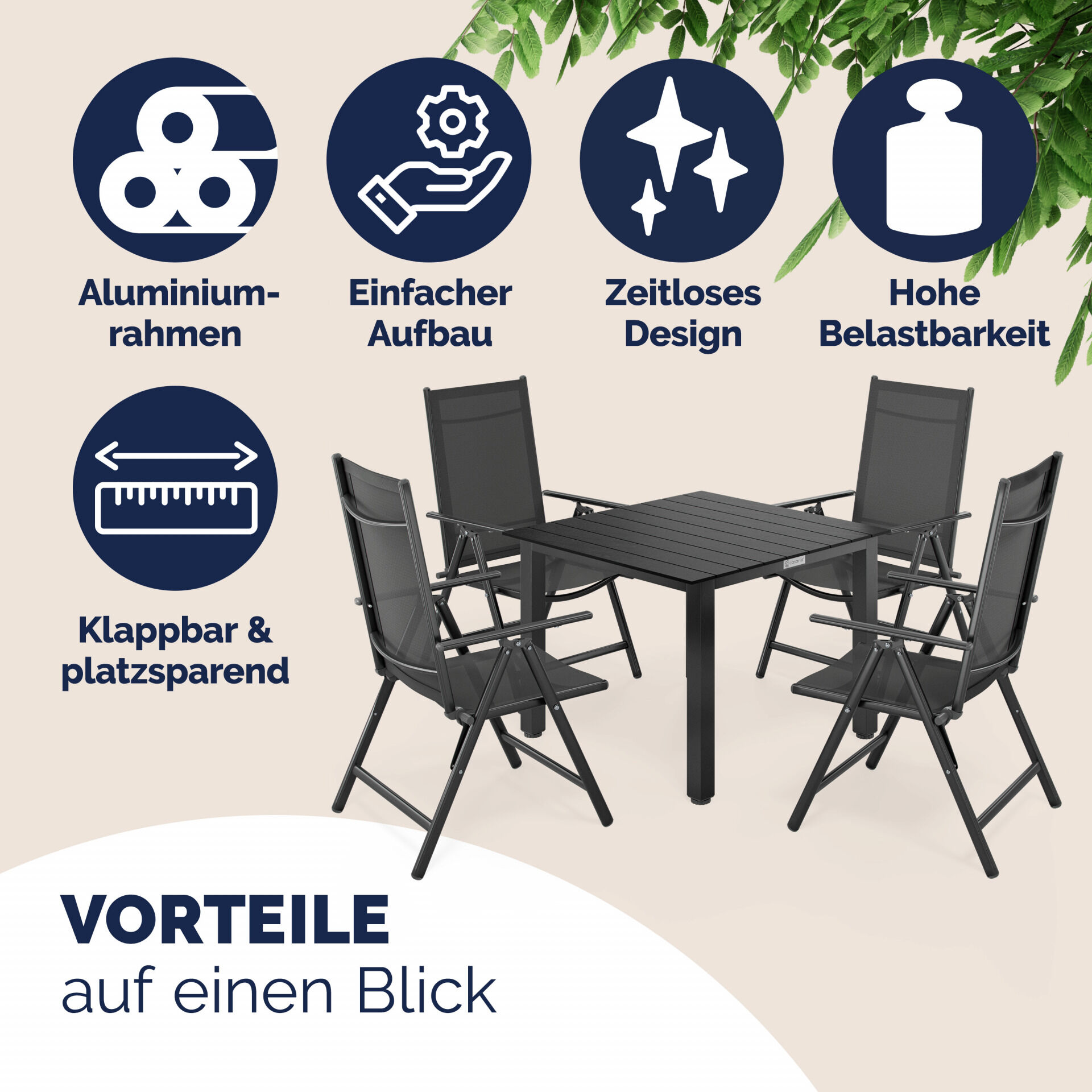 Garten-Sitzgruppe Bern 5-tlg Anthrazit Alu WPC Tischplatte