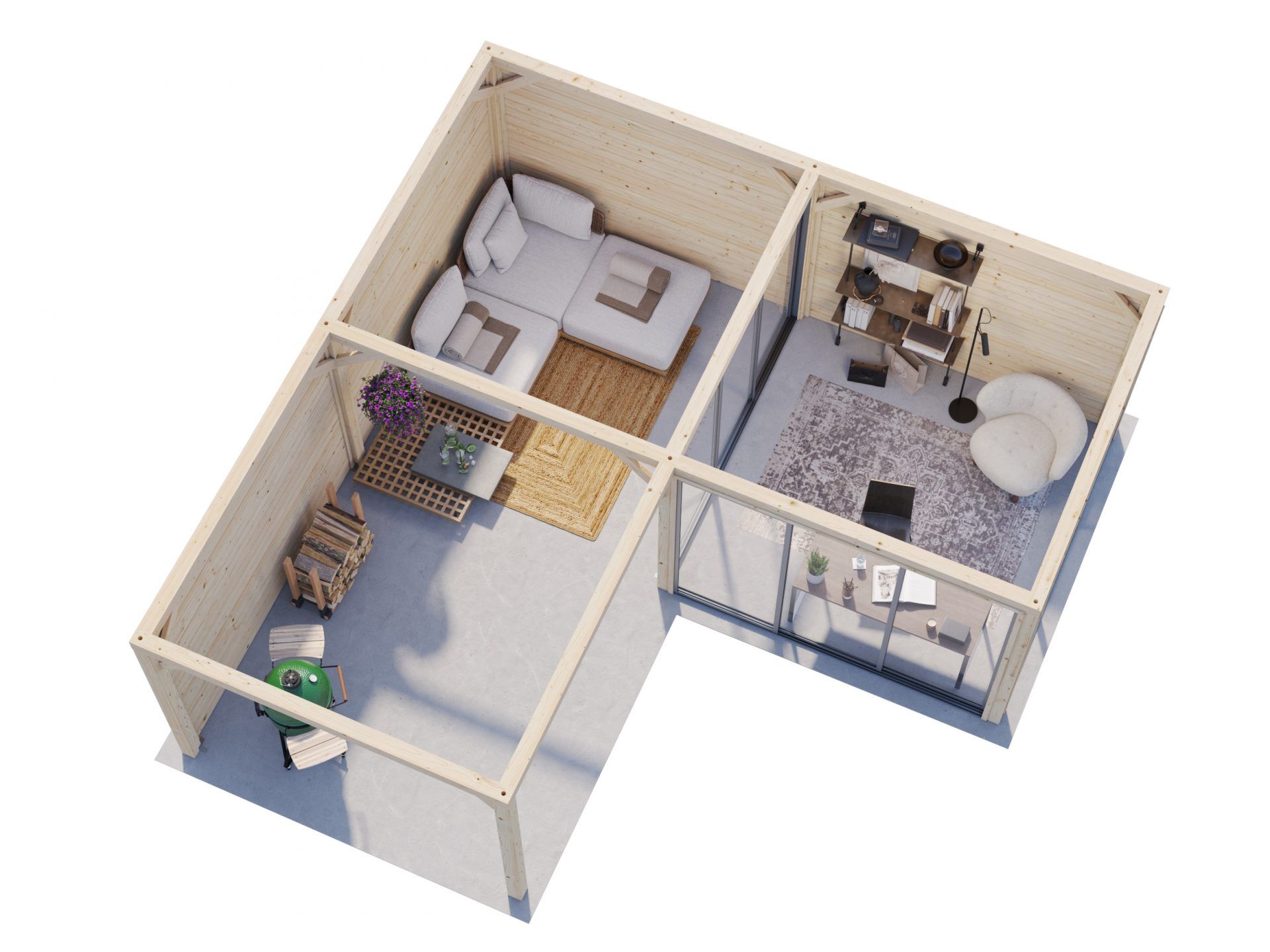Palmako modernes Gartenhaus Lenna 24,9 m2 Set 412 Slide