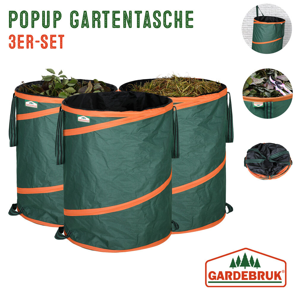 Popup Gartenabfallsack 3er-Set Grün je 85 Liter