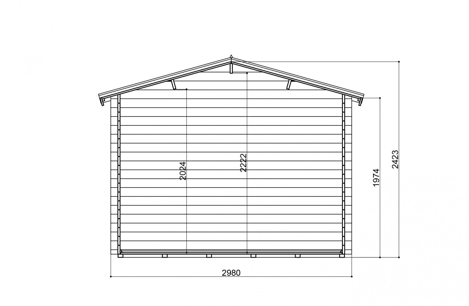 Gartenhaus Funny 11 298×240 cm 28 mm Blockbohlen mit Doppeltür