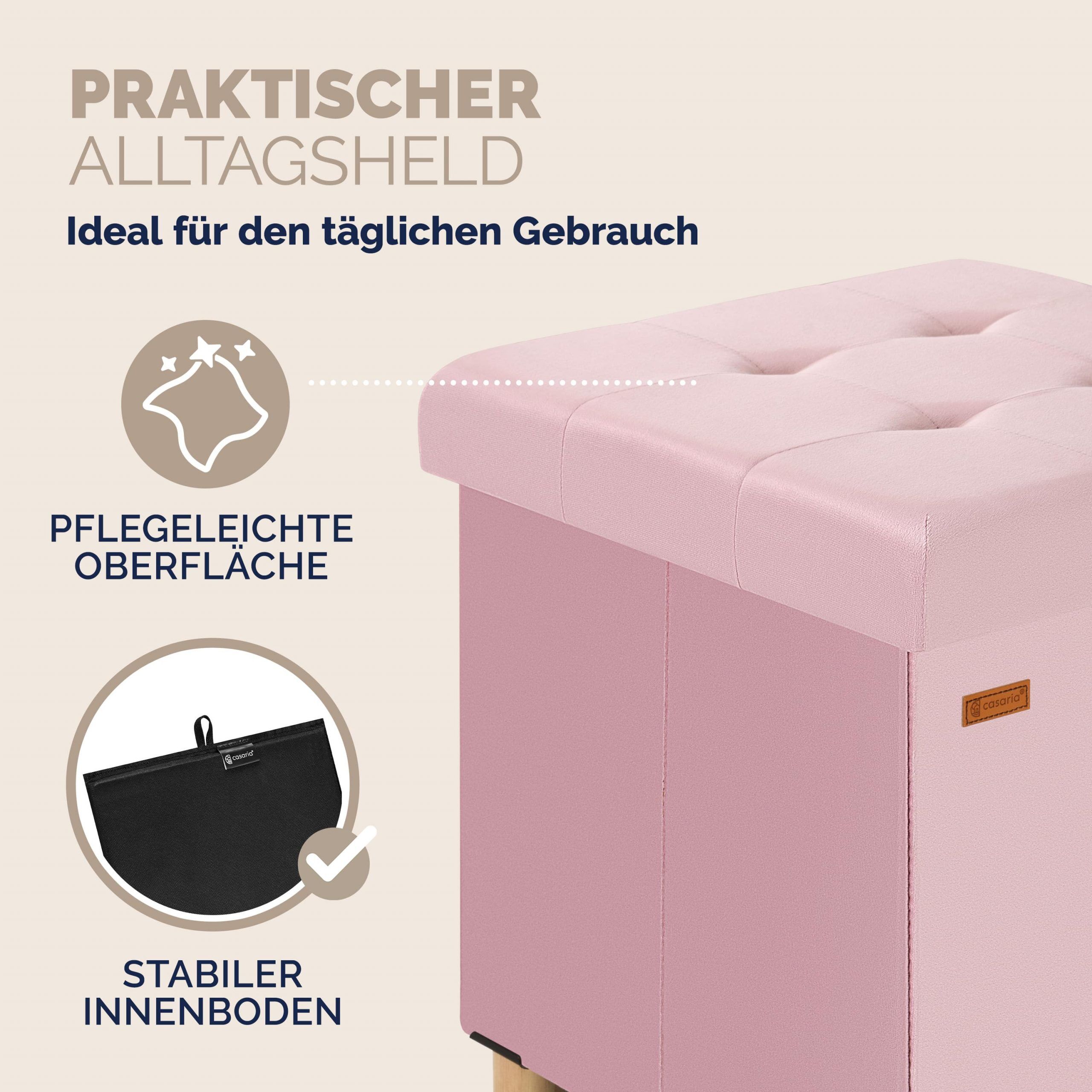 Sitzhocker Rosa Samt 42x38x38cm faltbar