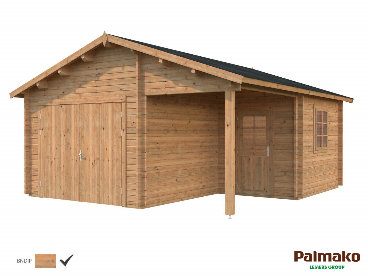Palmako Holzgarage Roger 21,9+5,2 m² mit Holztor
