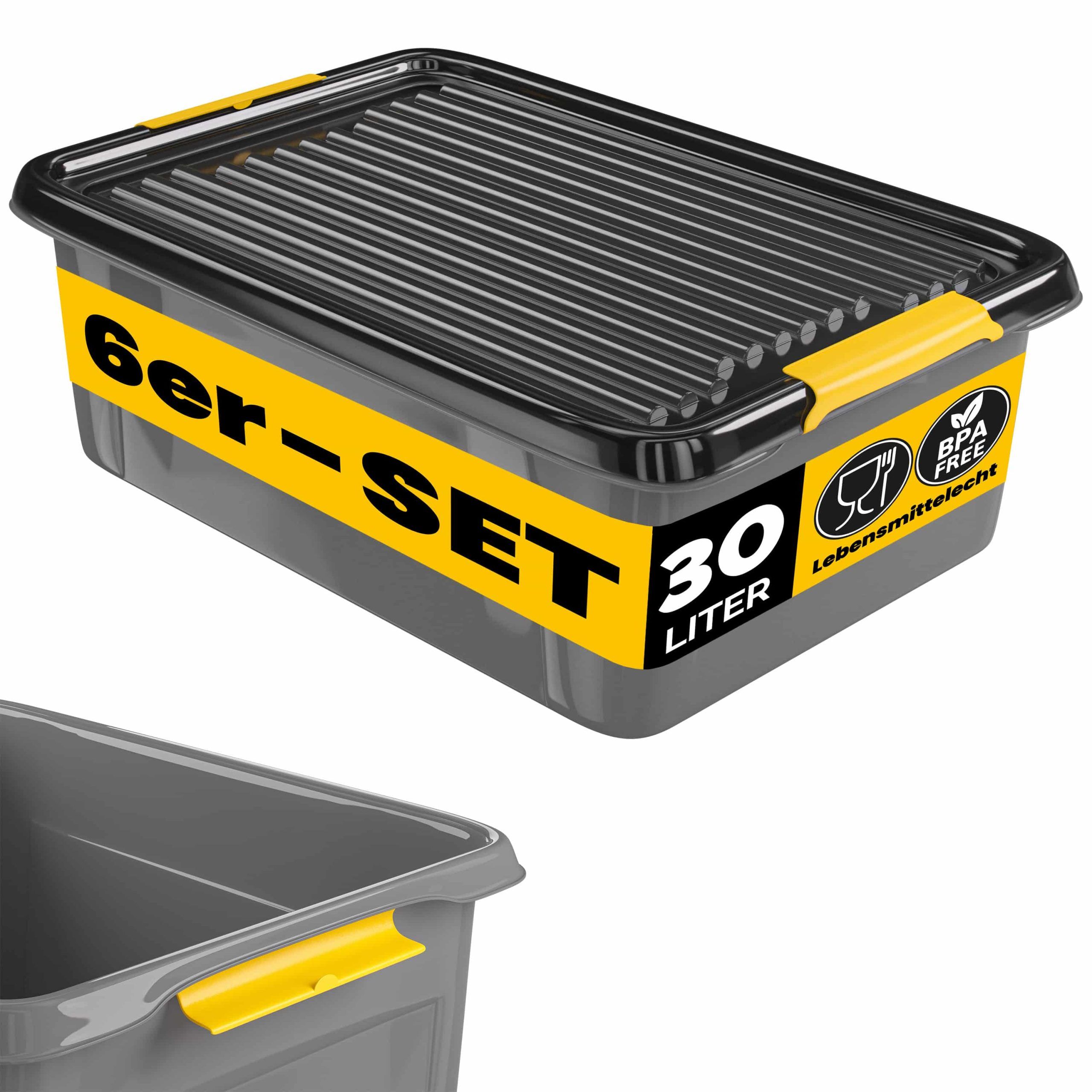 Aufbewahrungsbox 6er-Set Grau/Anthrazit 58x39x16cm stapelbar