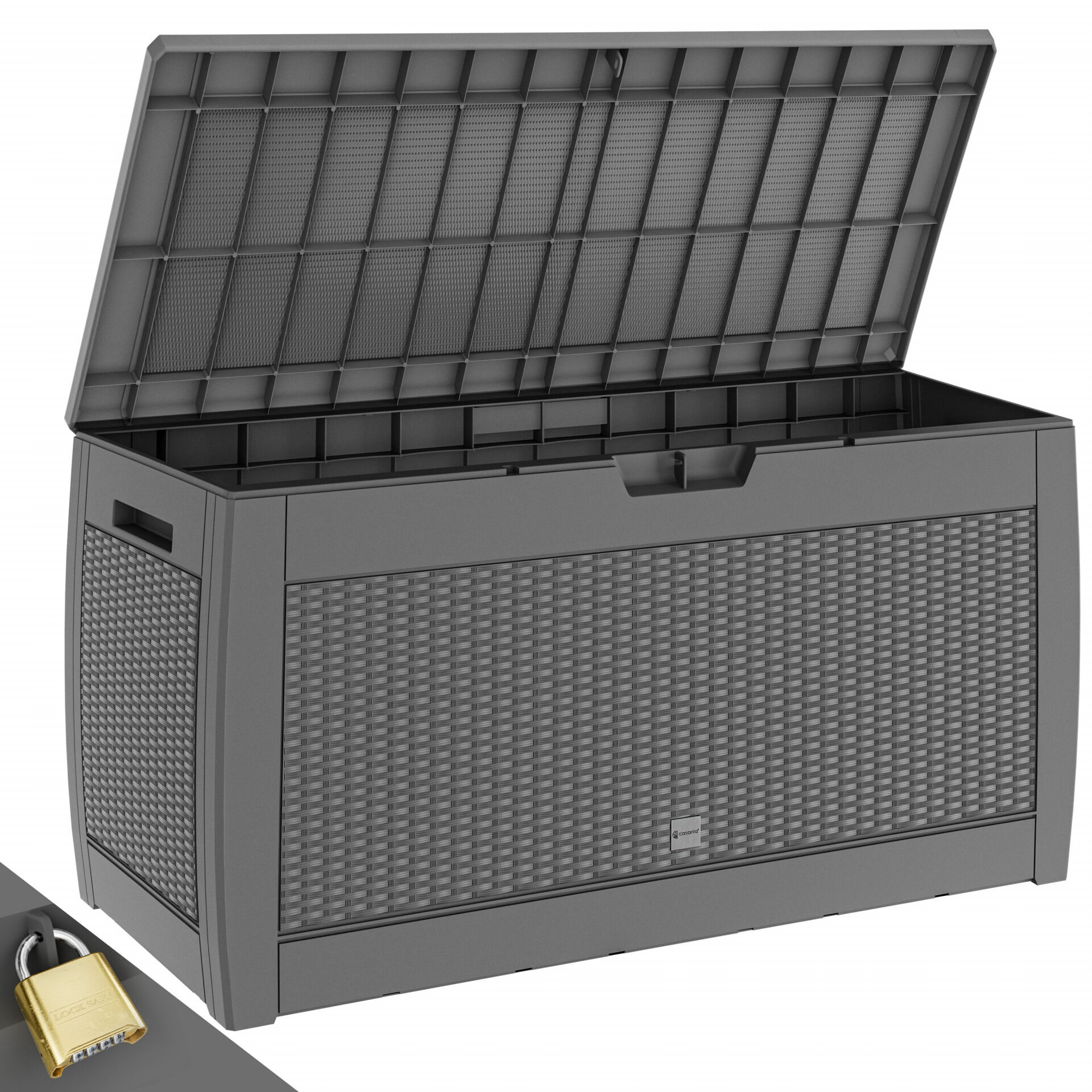 Gartenbox Rato 310L Grau Rattan Optik wasserdicht