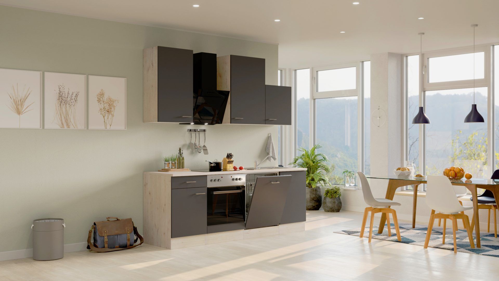 Küchenzeile MORENA 220 cm mit E-Geräte