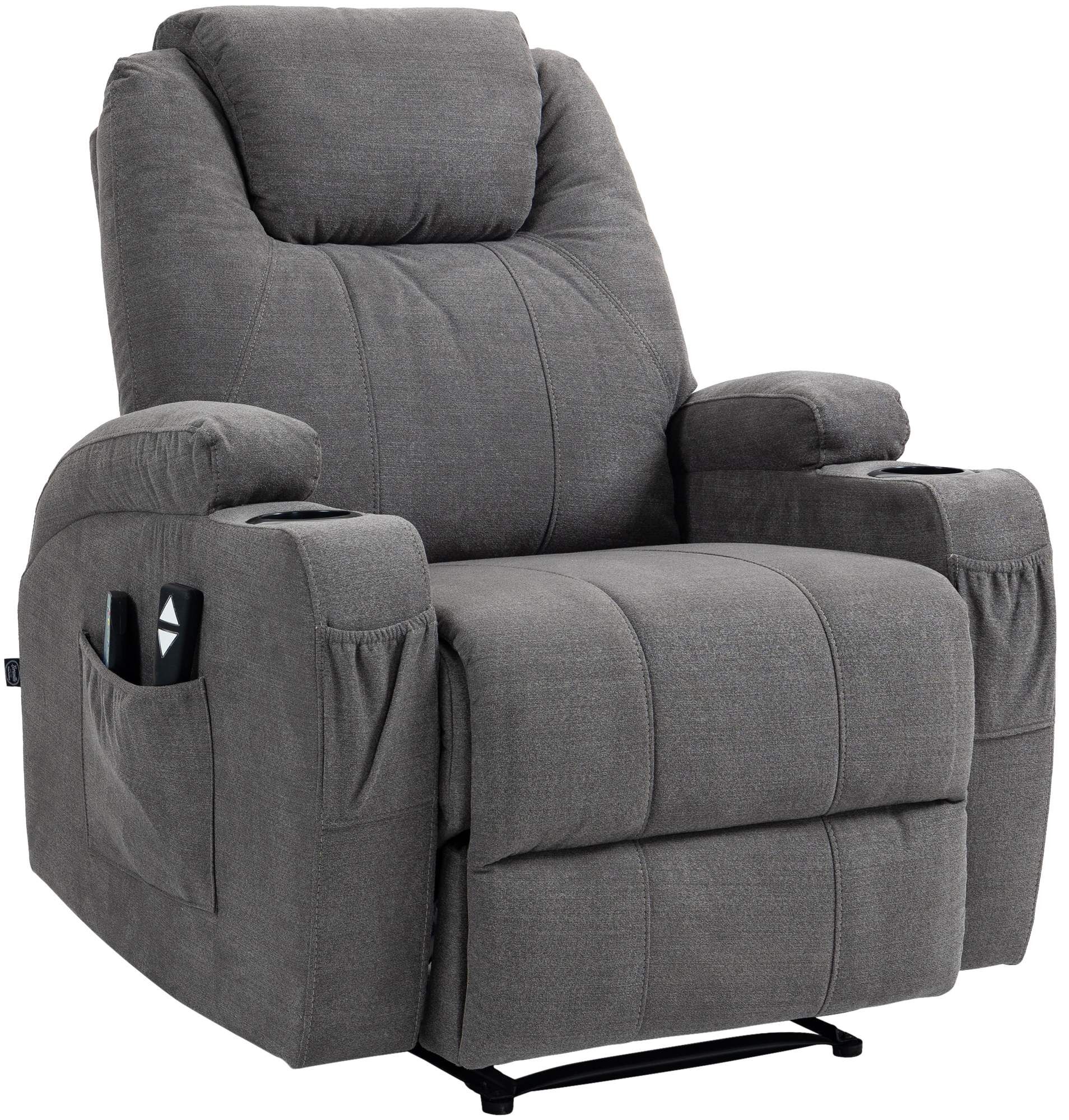 Sessel Hepler mit Massagefunktion Stoff, grau