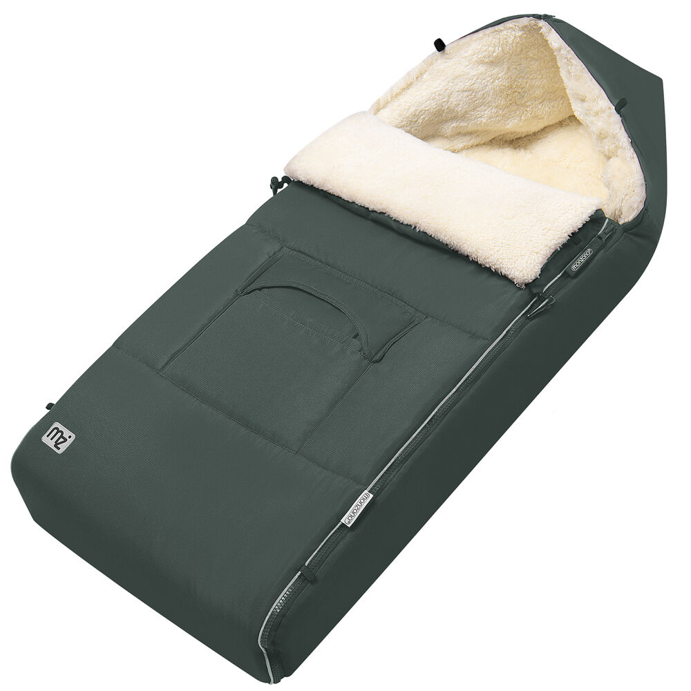 Babyfußsack Grau-Grün gefüttert Kinderwagen geeignet