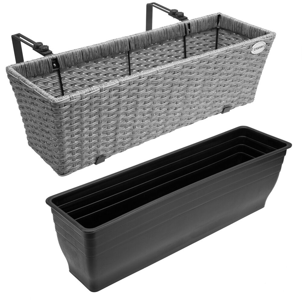 Polyrattan Blumenkasten 2er-Set Grau