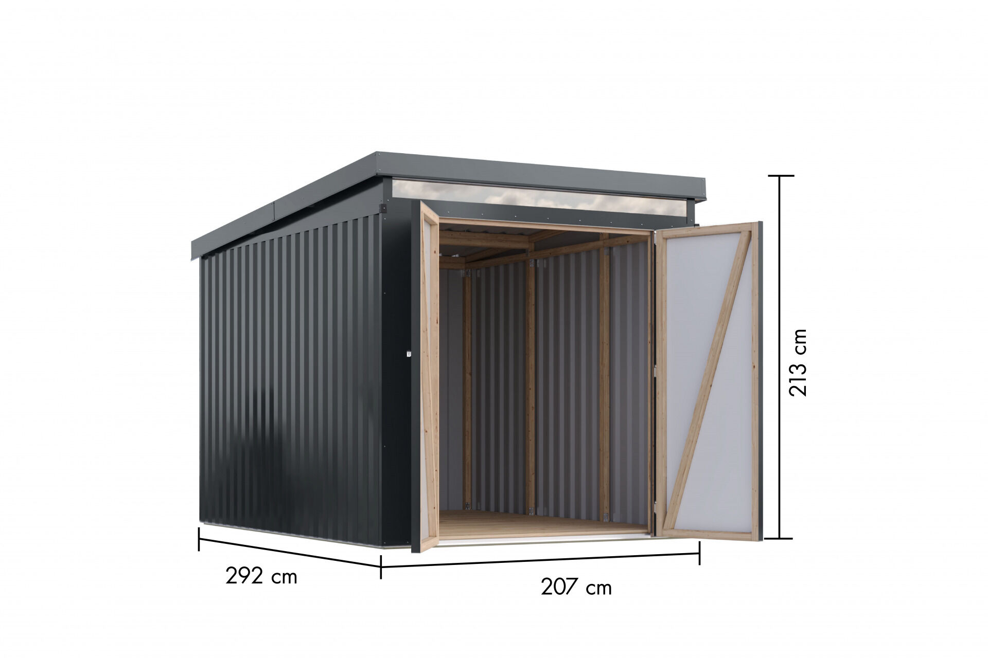 Karibu Pultdach Metall Gartenhaus Iridium 2,5, graualuminium