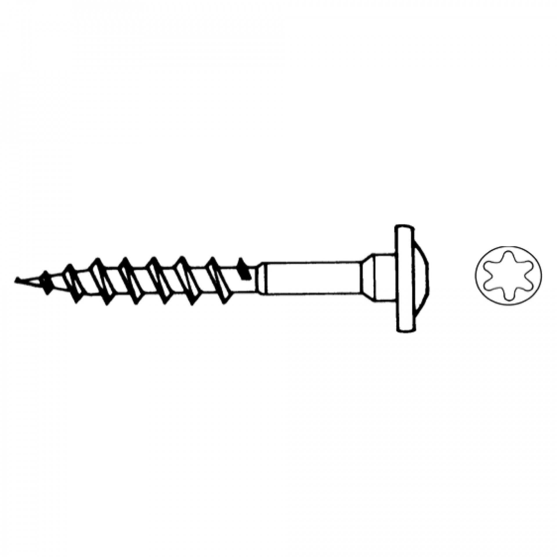 Schraube für Bodenhülsen, 7,0 x 50 mm, Strongi RSS, Paket á 4 Stück, Stahlbeschichtet