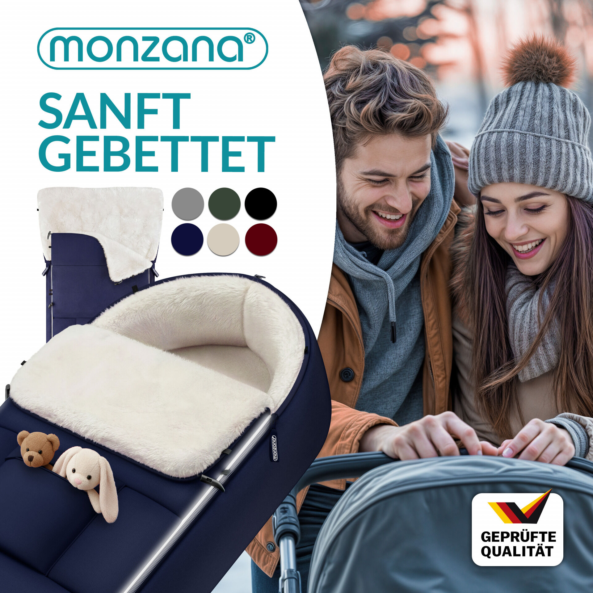 Babyfußsack Marine Kinderwagen geeignet mit Beutel