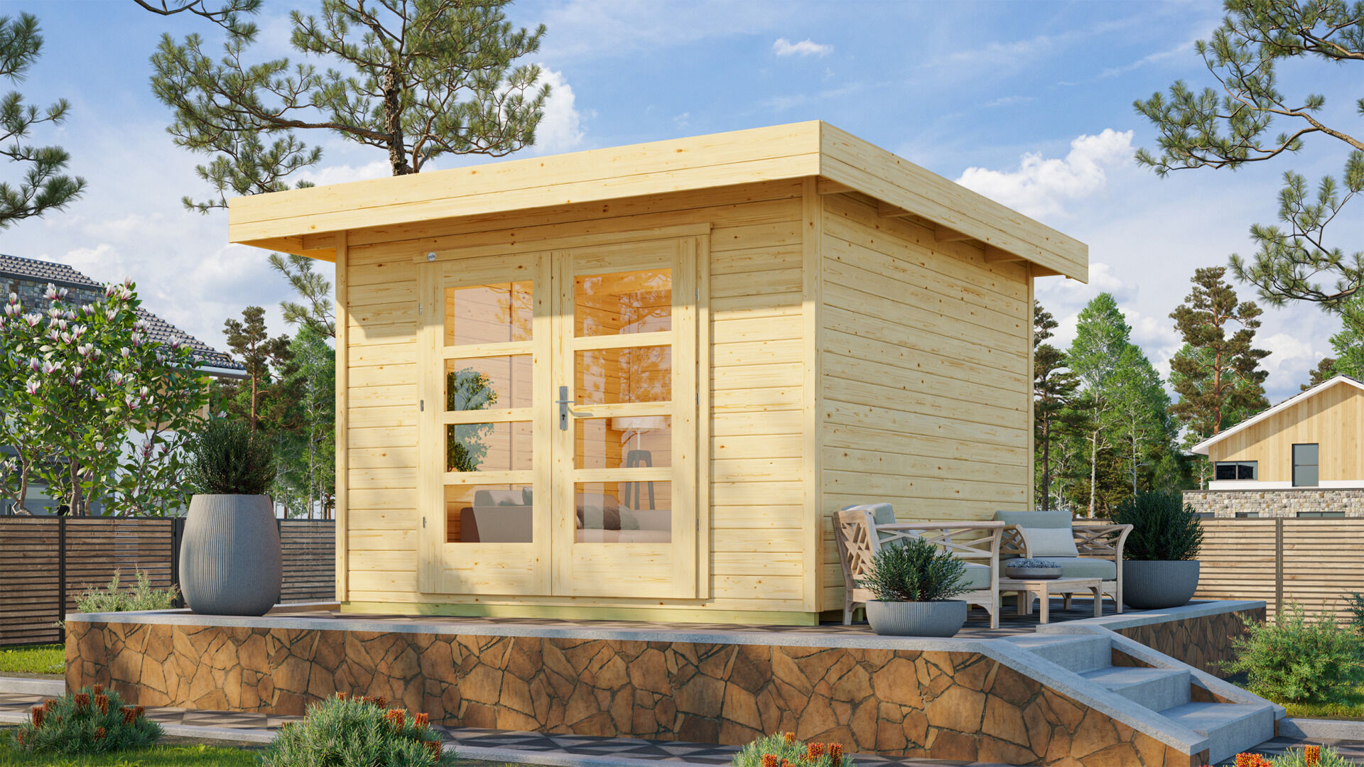 weka Design-Gartenhaus 126 – 3,6x3,8m, Naturbelassen