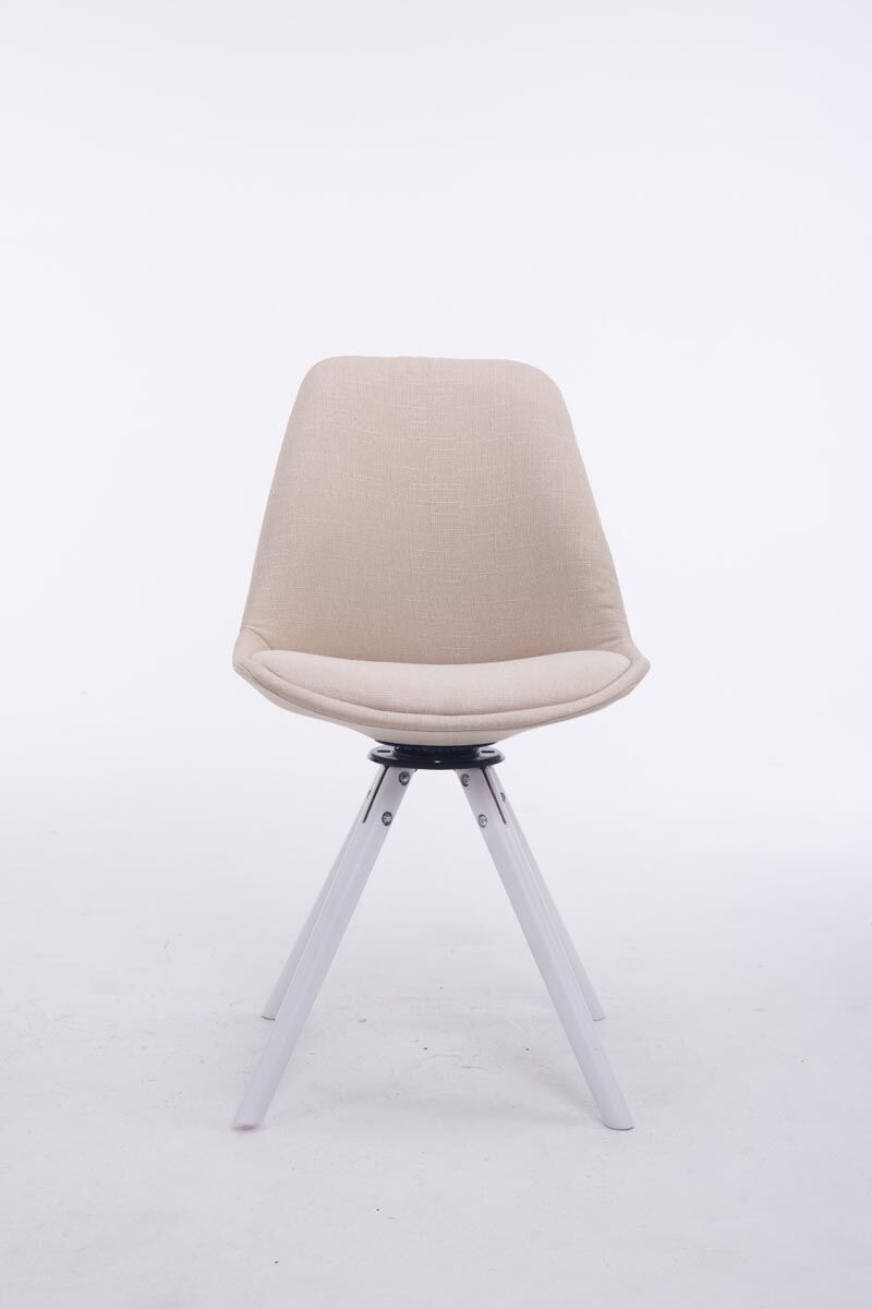 Besucherstuhl Troyes Drehbar Weiß Stoff Rund, creme