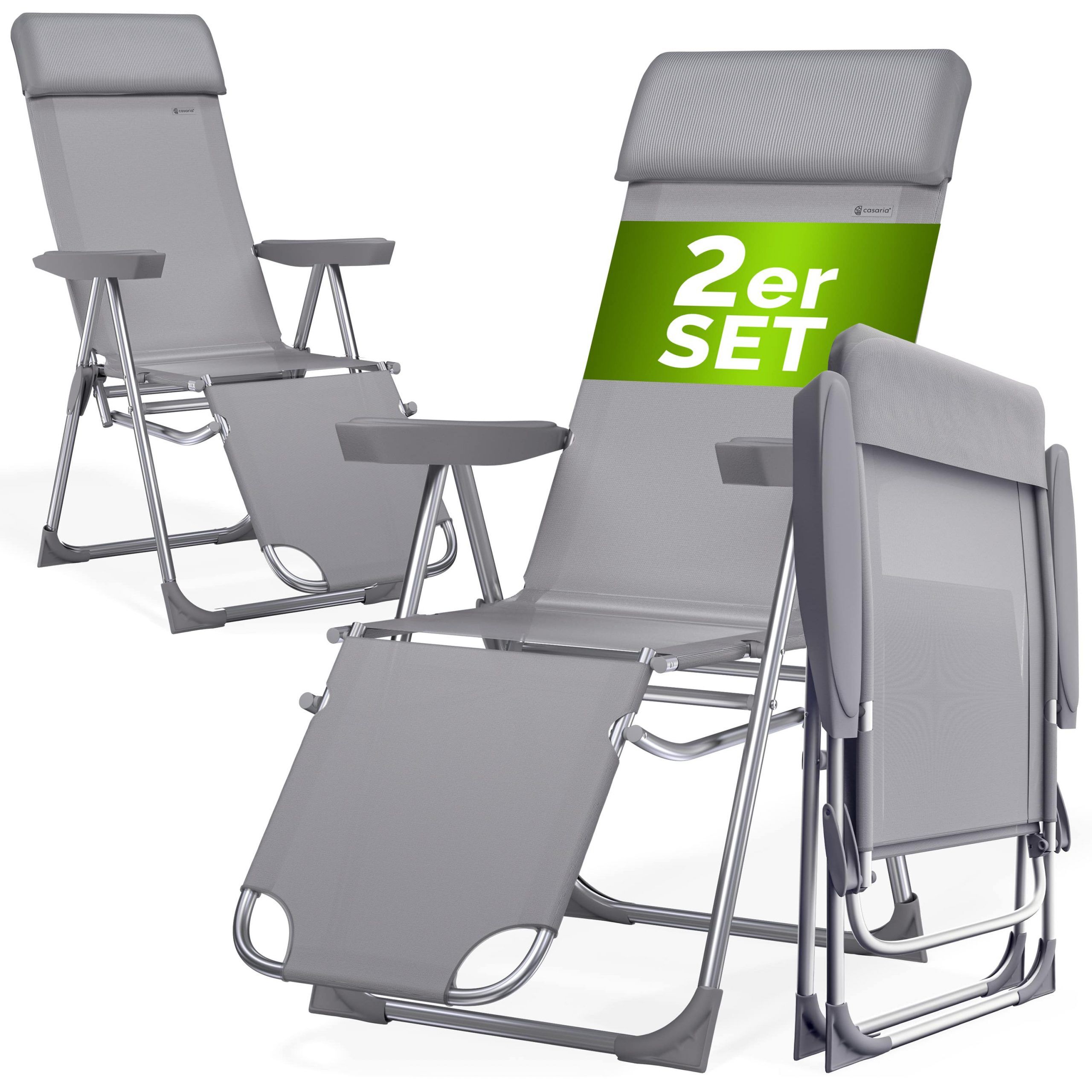 Gartenstuhl Hochlehner 2er-Set Anthrazit Alu