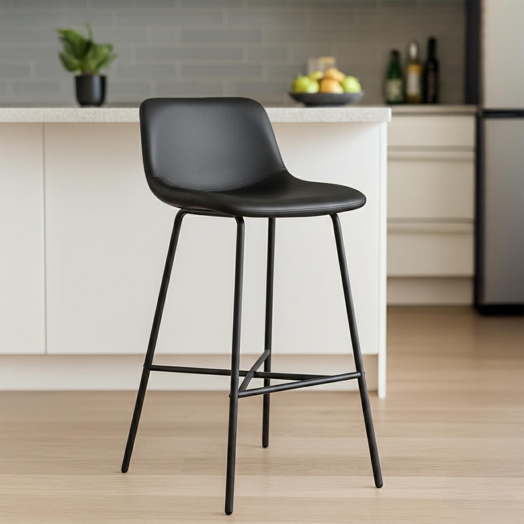 Barhocker Altona Kunstleder, schwarz