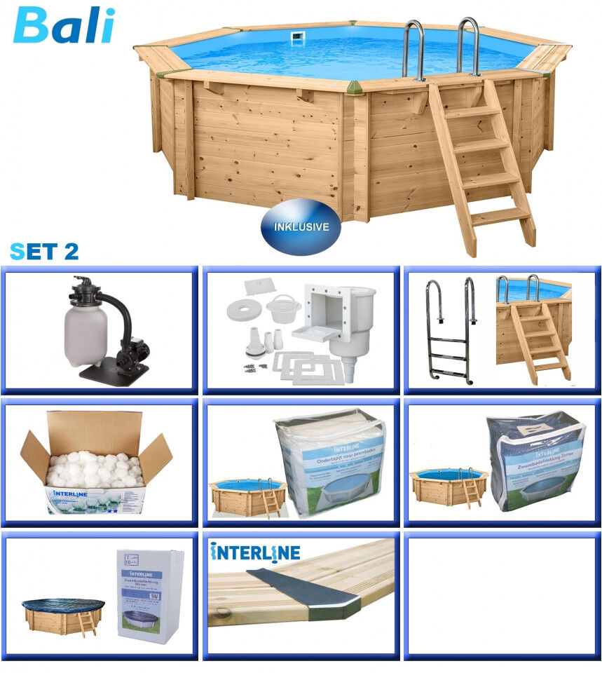 Interline Holzpool Bali Ø 440x136 cm, Basic Set