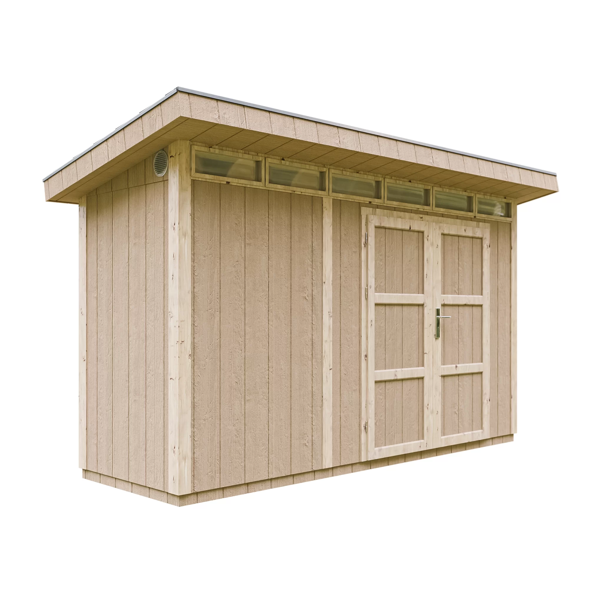 Pultdach Gartenhaus Norge 3 mit LP® SmartSide® M902A – 368 x 118 cm – 4 m2